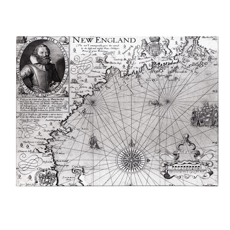 John Smith 'Coast Of New England 1614' Canvas Art,35x47